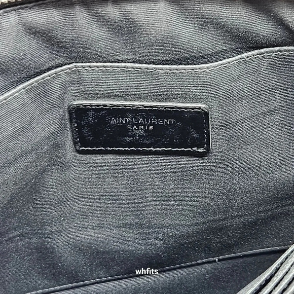 Yves Saint Laurent Black Leather Zipper Portfolio Clutch - Picture 5 of 12